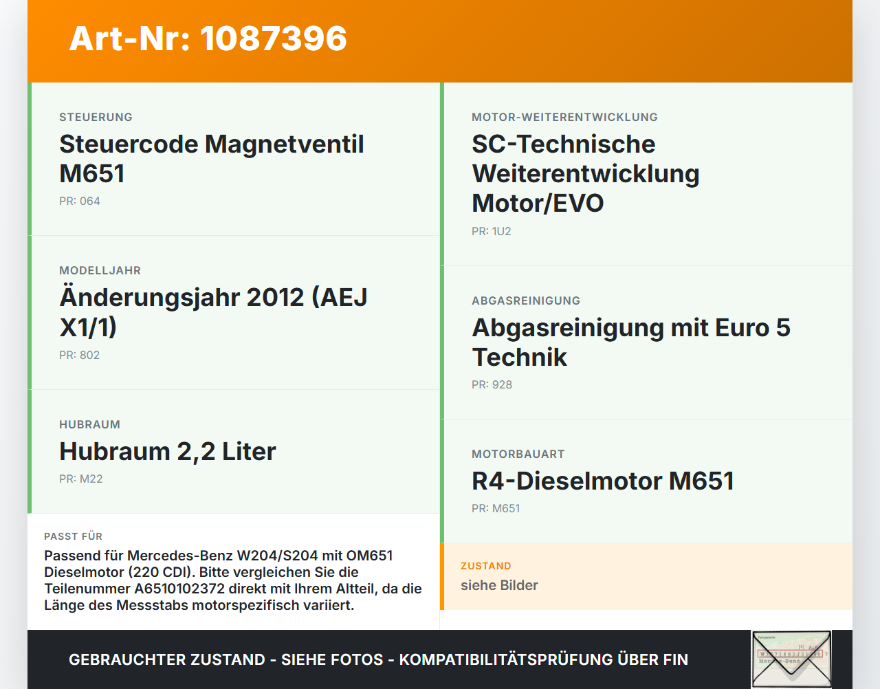 Mercedes S204 W204 11-15  CDI 2,1 125KW 651911 Ölmessstab Öl Stab Mercedes S204 W204 11-15 11.05.2012 A6510102372... Vorschau 3