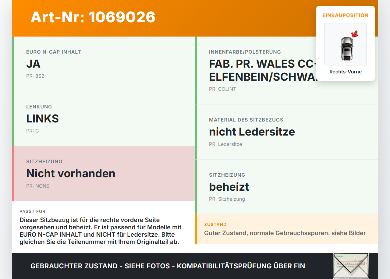 Fiat 500 15-24 3T Sitzbezug Rückenpolster Rechts Vorne für Beifahrer Sitz beheizt Fiat 500 15-24 28.03.2018... Vorschau 3