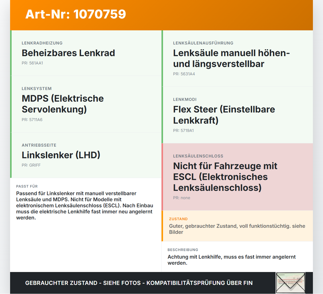 Hyundai I30 GD 12-17 Lenkhilfe Lenksäule elektrisch Hyundai I30 GD 12-17 25.06.2015 56390A5010 56390A 5010... Vorschau 3