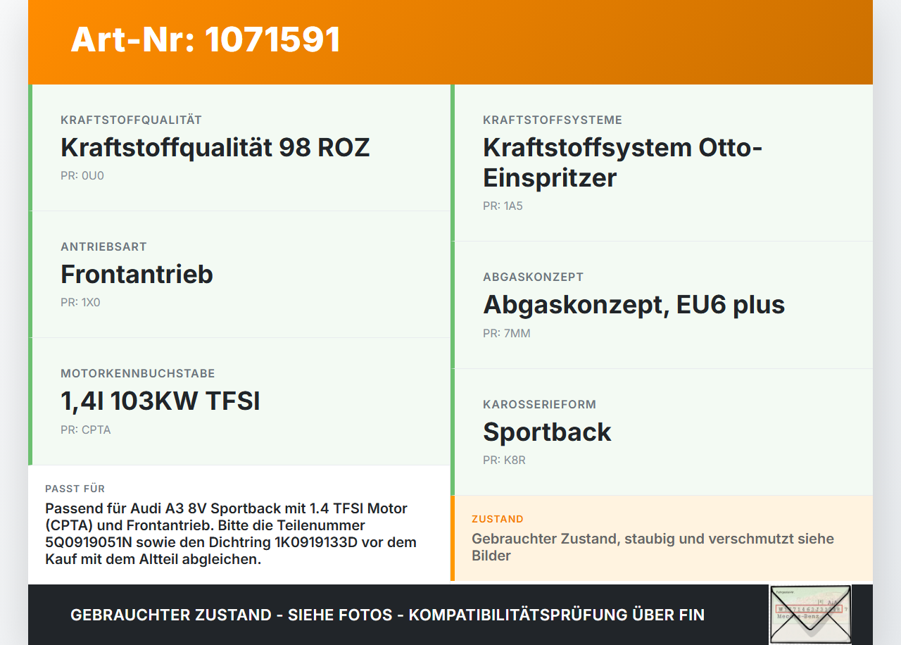 Audi A3 8V 12-16 TFSI 1,4 103KW Kraftstoffpumpe Kraftstoff Förderpumpe Tankgeber Audi A3 8V 12-16 17.06.2014... Vorschau 3