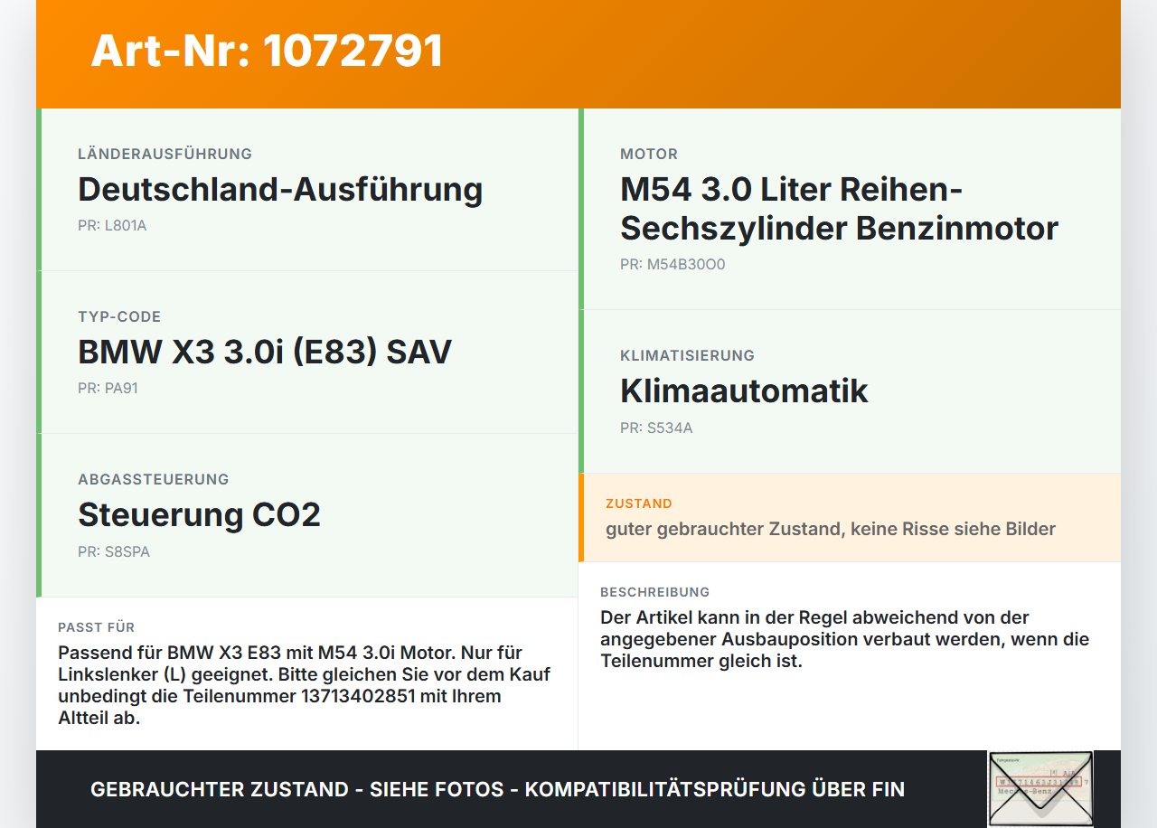 BMW X3 E83 03-06 3,0 170KW Ansaugschlauch Faltenbalg Luftschlauch Ansaugrohr Luftführung BMW X3 E83 03-06... Vorschau 3