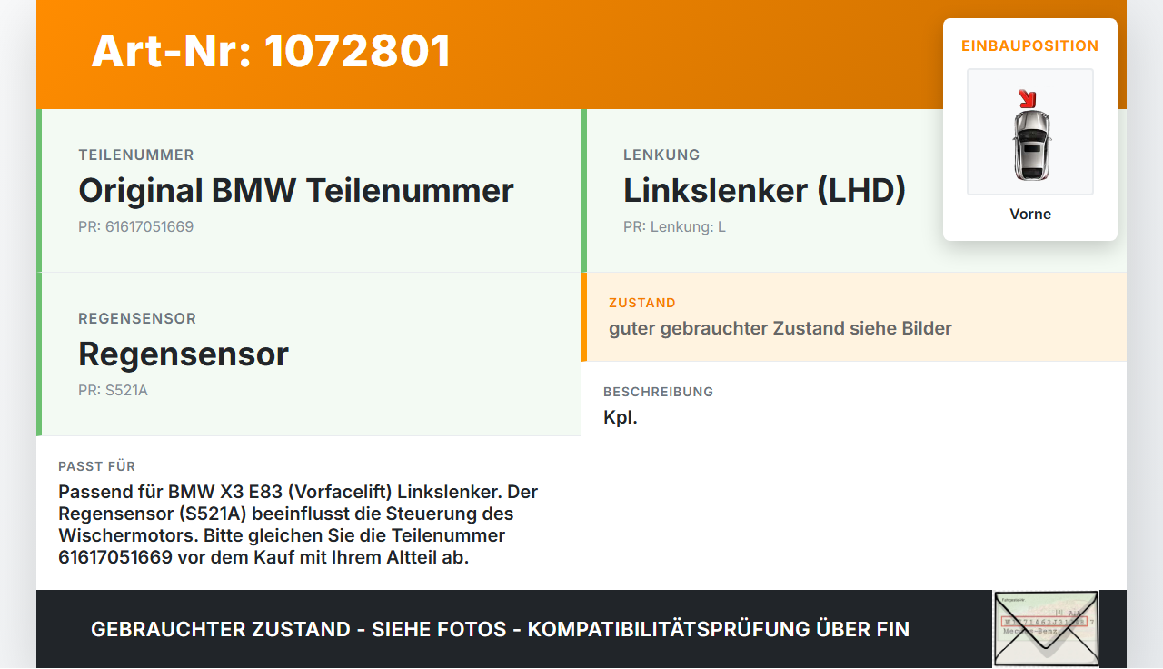 BMW X3 E83 03-06 Wischermotor m. Wischergestänge Vorne BMW X3 E83 03-06 12.11.2004 7051669 67636914577 61617051669... Vorschau 3