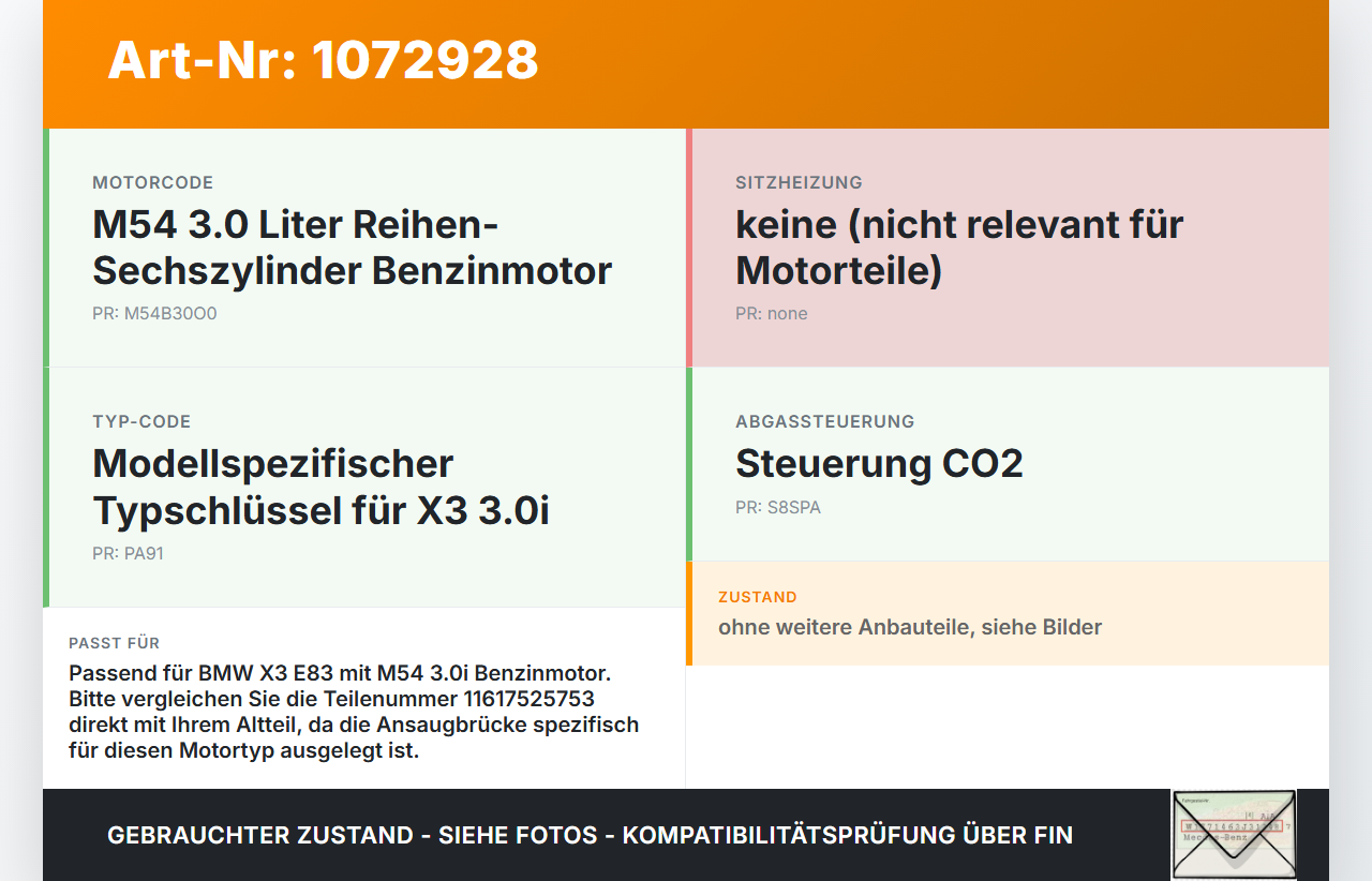 BMW X3 E83 03-06 3,0 170KW M54B30O0 Ansaugbrücke Ansaugkrümmer Ansaugleitung BMW X3 E83 03-06 12.11.2004... Vorschau 3