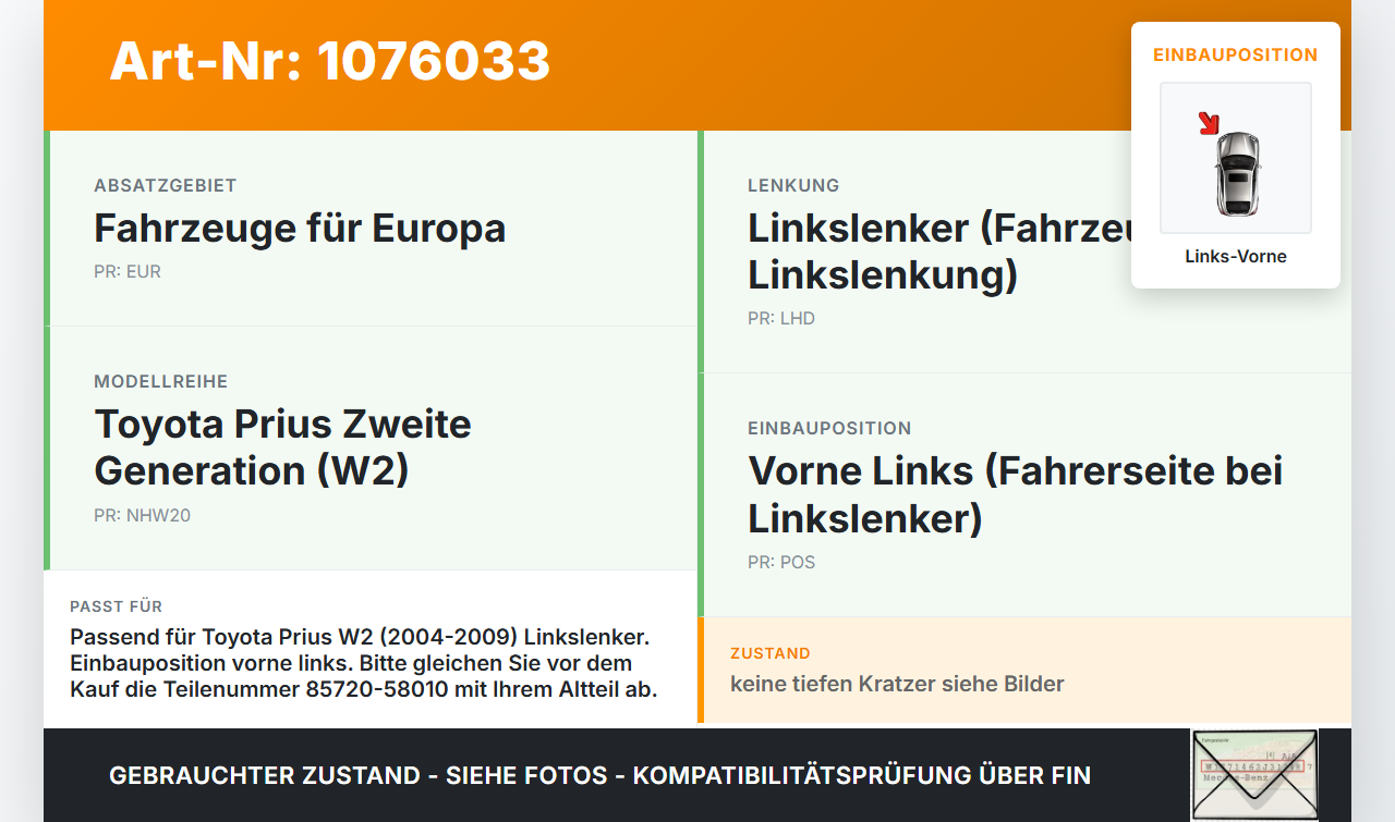 Toyota Prius W2 II 05-09 5T Fensterhebermotor m. Fensterheber Links Vorne Toyota Prius W2 II 05-09 01.07.2004... Vorschau 3