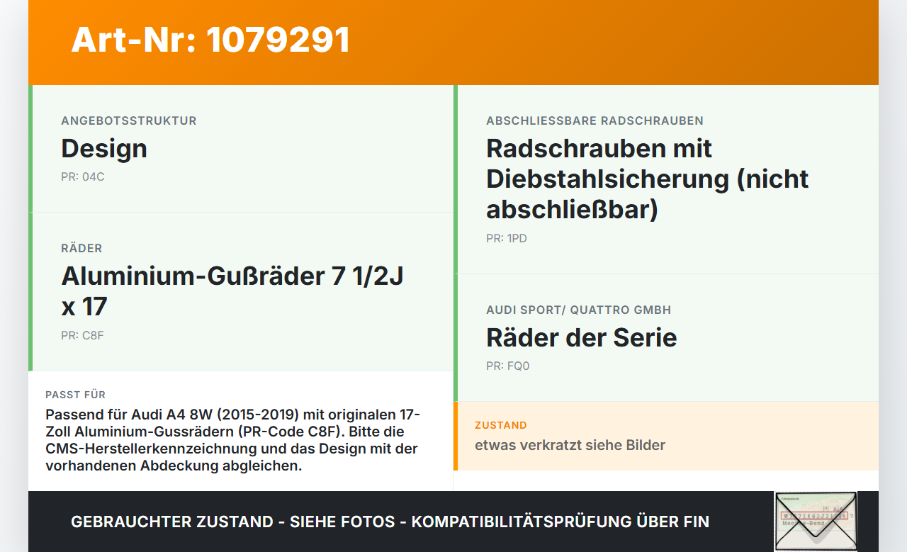 Audi A4 8W 15-19 Radnabenabdeckung Rad Nabenabdeckung Nabenblende CMS Audi A4 8W 15-19 27.06.2016 gebraucht Vorschau 3