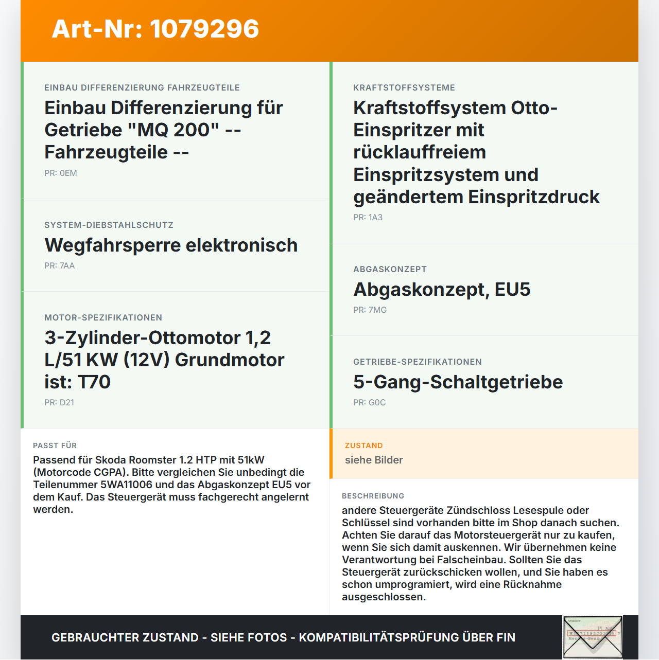Skoda Roomster 5J 5J7 10-15 HTP 1,2 51KW Steuergerät ECU für Motor Motorsteuergerät Skoda Roomster 5J 5J7 10-15... Vorschau 3