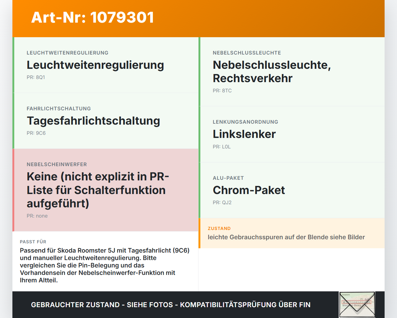 Skoda Roomster 5J 5J7 10-15 Lichtschalter Schalter Skoda Roomster 5J 5J7 10-15 09.09.2011 gebraucht Vorschau 3