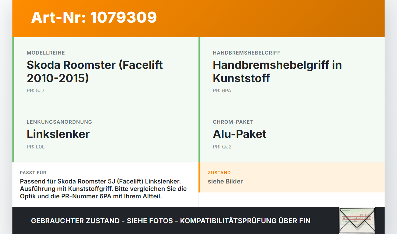 Skoda Roomster 5J 5J7 10-15 Handbremshebel Hebel für Handbremse Bremshebel Skoda Roomster 5J 5J7 10-15 09.09.2011... Vorschau 3