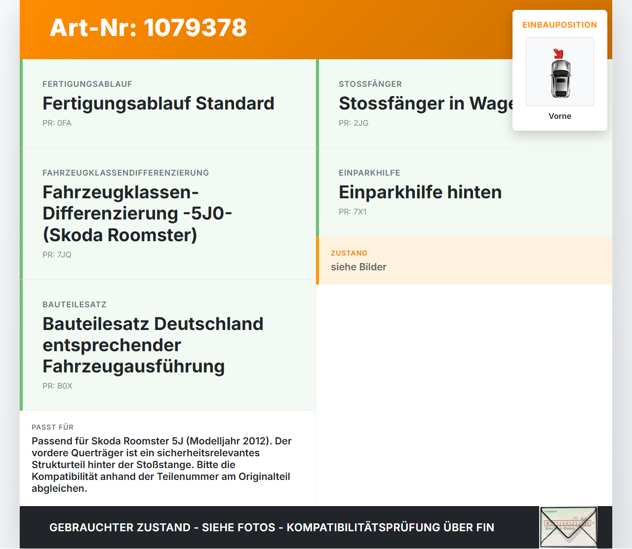 Skoda Roomster 5J 5J7 10-15 Stoßstangenträger Stoßfängerträger Querträger Vorne Skoda Roomster 5J 5J7 10-15... Vorschau 3