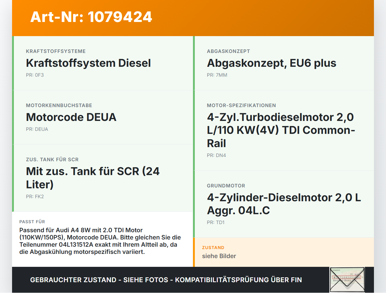 Audi A4 8W 15-19 TDI 2,0 110KW Abgaskühlung für AGR Audi A4 8W 15-19 27.06.2016 04L131512A gebraucht Vorschau 3