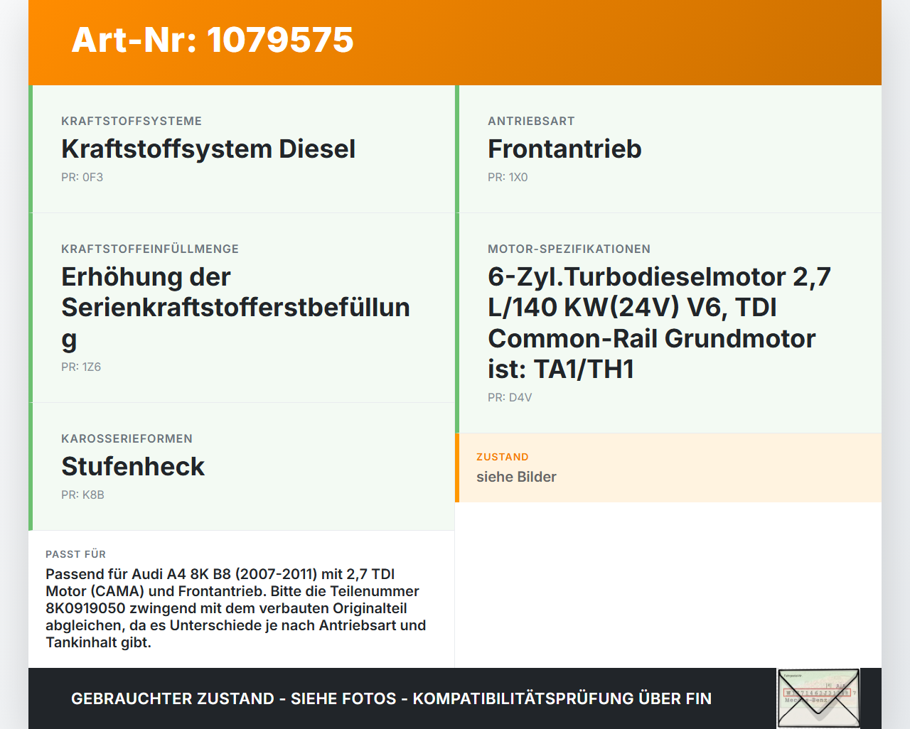 Audi A4 8K B8 07-11 TDI 2,7 140KW Kraftstoffpumpe Kraftstoff Förderpumpe Tankgeber Audi A4 8K B8 07-11 26.10.2007... Vorschau 3