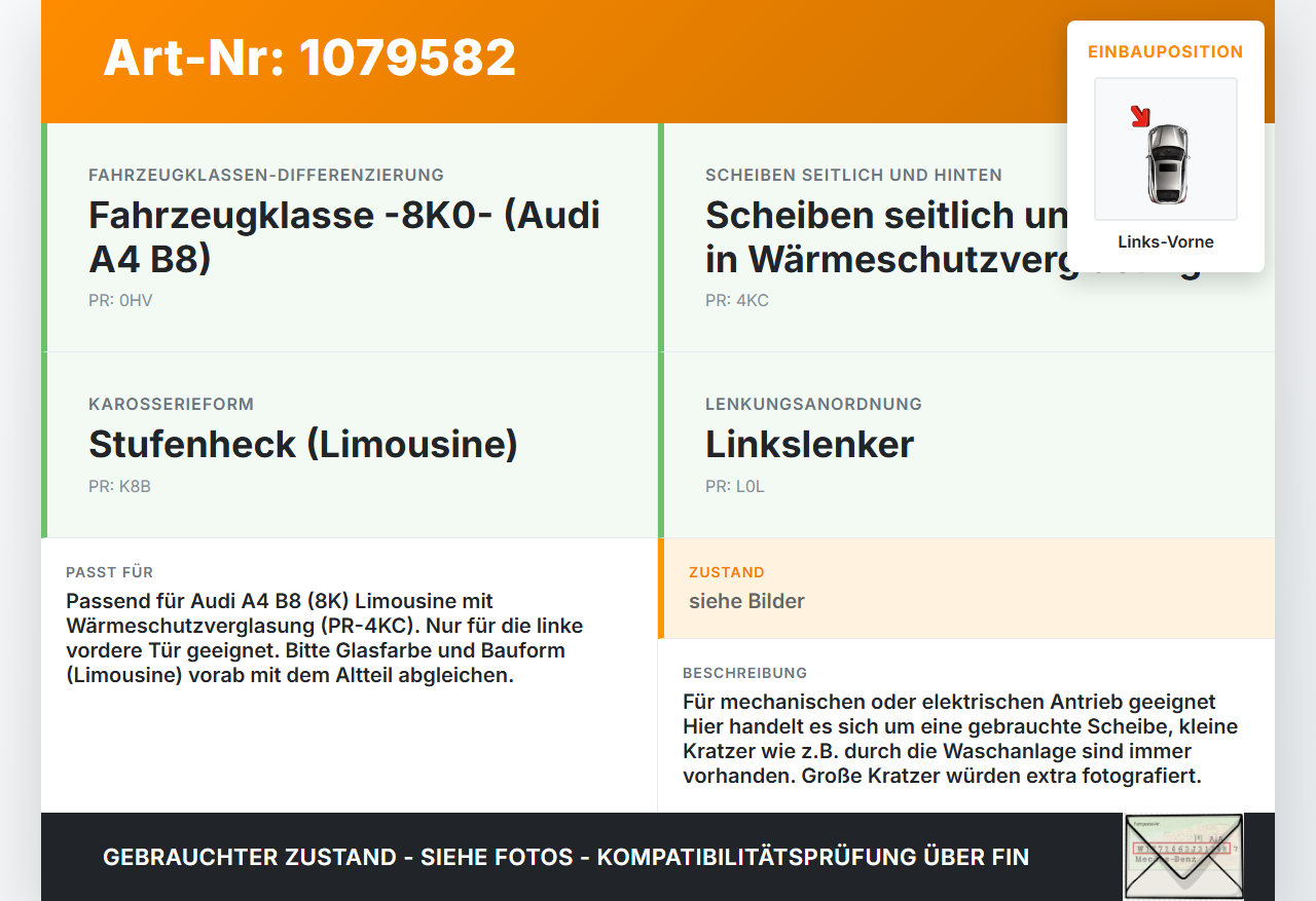 Audi A4 8K B8 07-11 Lim LVK Seitenscheibe für Tür Fenster Türscheibe Links Vorne Audi A4 8K B8 07-11 26.10.2007... Vorschau 3