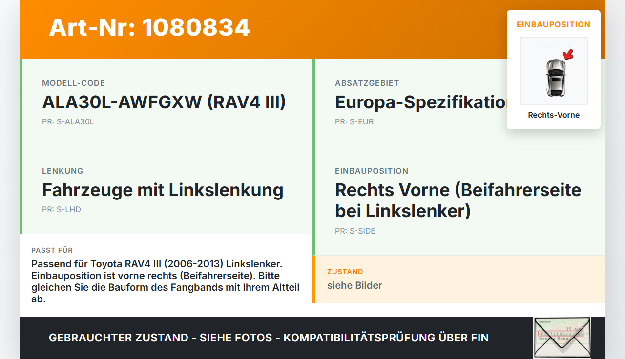 Toyota RAV4 III CA30W 06-13 Türfangband Türbremse Türanschlag Rechts Vorne Toyota RAV4 III CA30W 06-13 13.11.2006... Vorschau 3