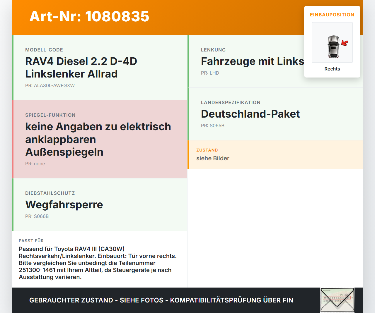 Toyota RAV4 III CA30W 06-13 Steuergerät Türsteuergerät SG Rechts Toyota RAV4 III CA30W 06-13 13.11.2006 89741-42220... Vorschau 3