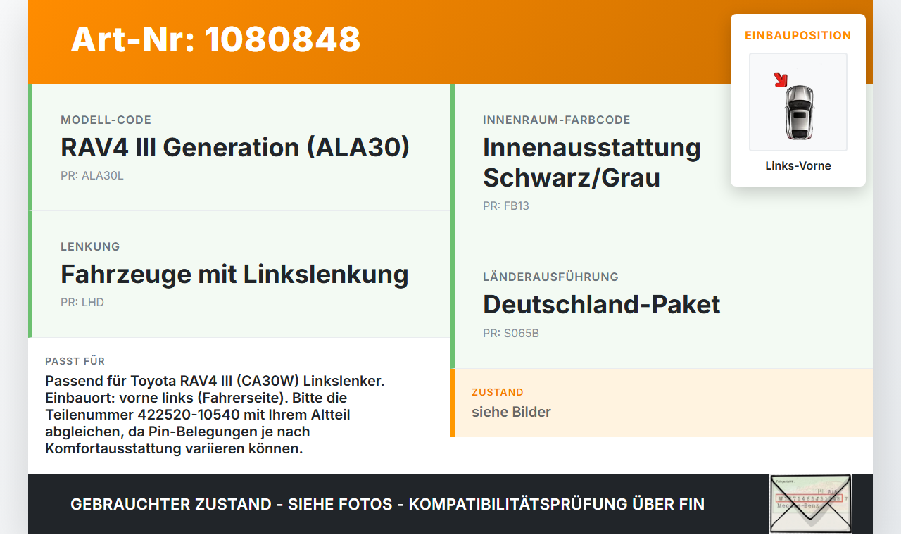 Toyota RAV4 III CA30W 06-13 Fensterhebermotor mit Fensterheber Elektrisch Links Vorne Toyota RAV4 III CA30W 06-13... Vorschau 3