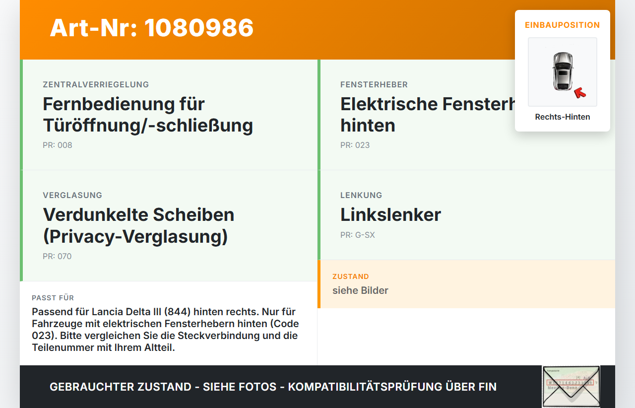 Lancia Delta III 844 08-11 Fensterhebermotor mit Fensterheber Rechts Hinten Lancia Delta III 844 08-11 30.04.2009... Vorschau 3