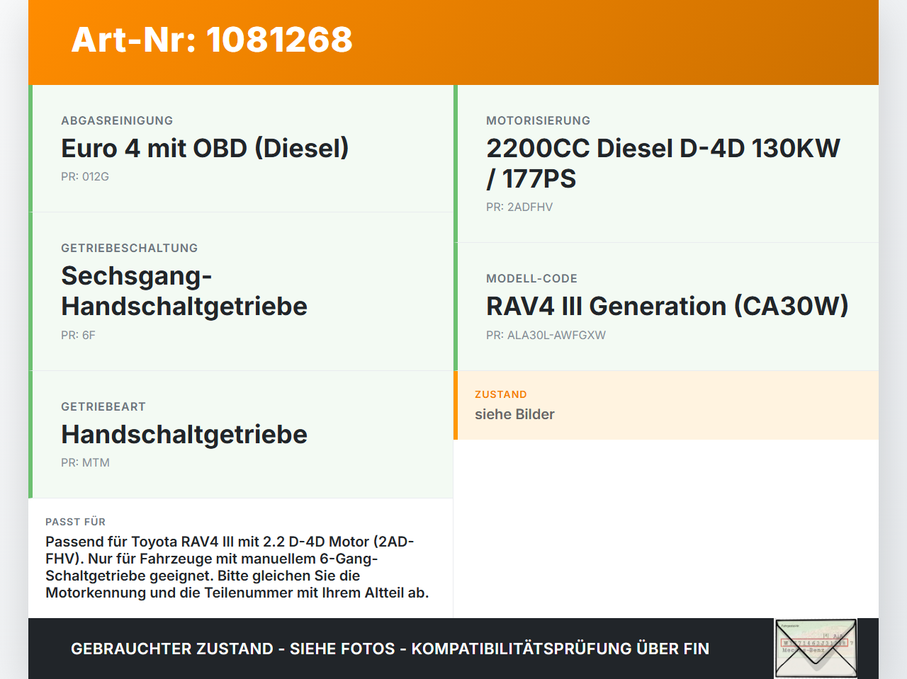 Toyota RAV4 III CA30W 06-13 D-4D 2,2 130KW 2AD-FHV Ausgleichswelle Toyota RAV4 III CA30W 06-13 13.11.2006 gebraucht Vorschau 3