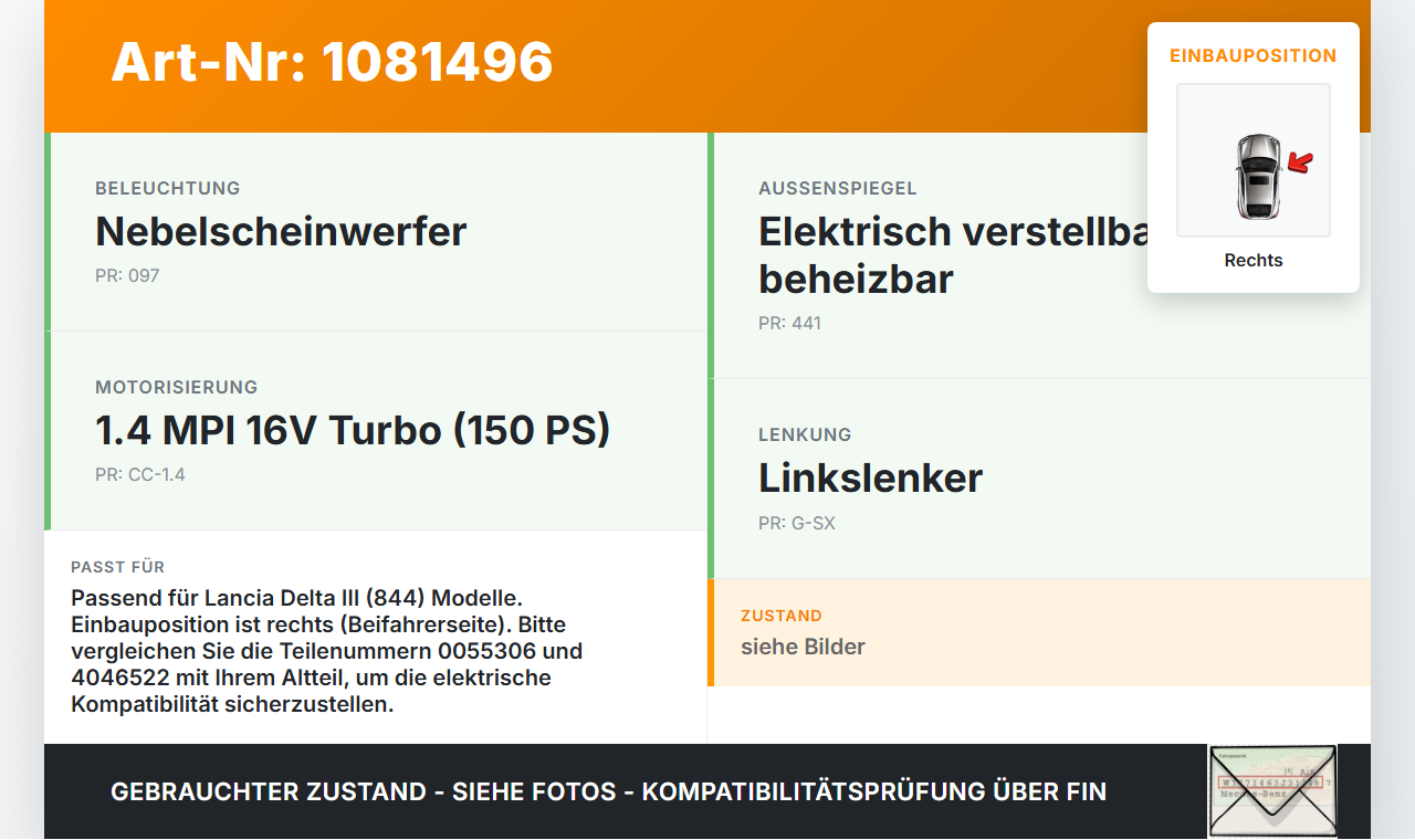 Lancia Delta III 844 08-11 Hupe Signalhorn Hochtöner Rechts Lancia Delta III 844 08-11 30.04.2009 0055306 4046522... Vorschau 3