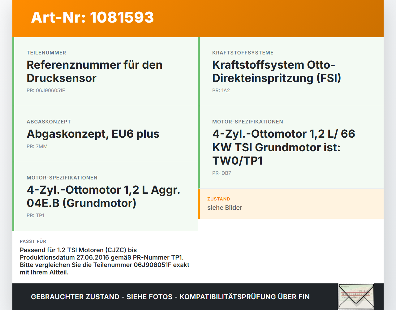 Skoda Fabia III NJ 14-18 TSI 1,2 66KW Railsensor Drucksensor Skoda Fabia III NJ 14-18 22.01.2016 06J906051F... Vorschau 3
