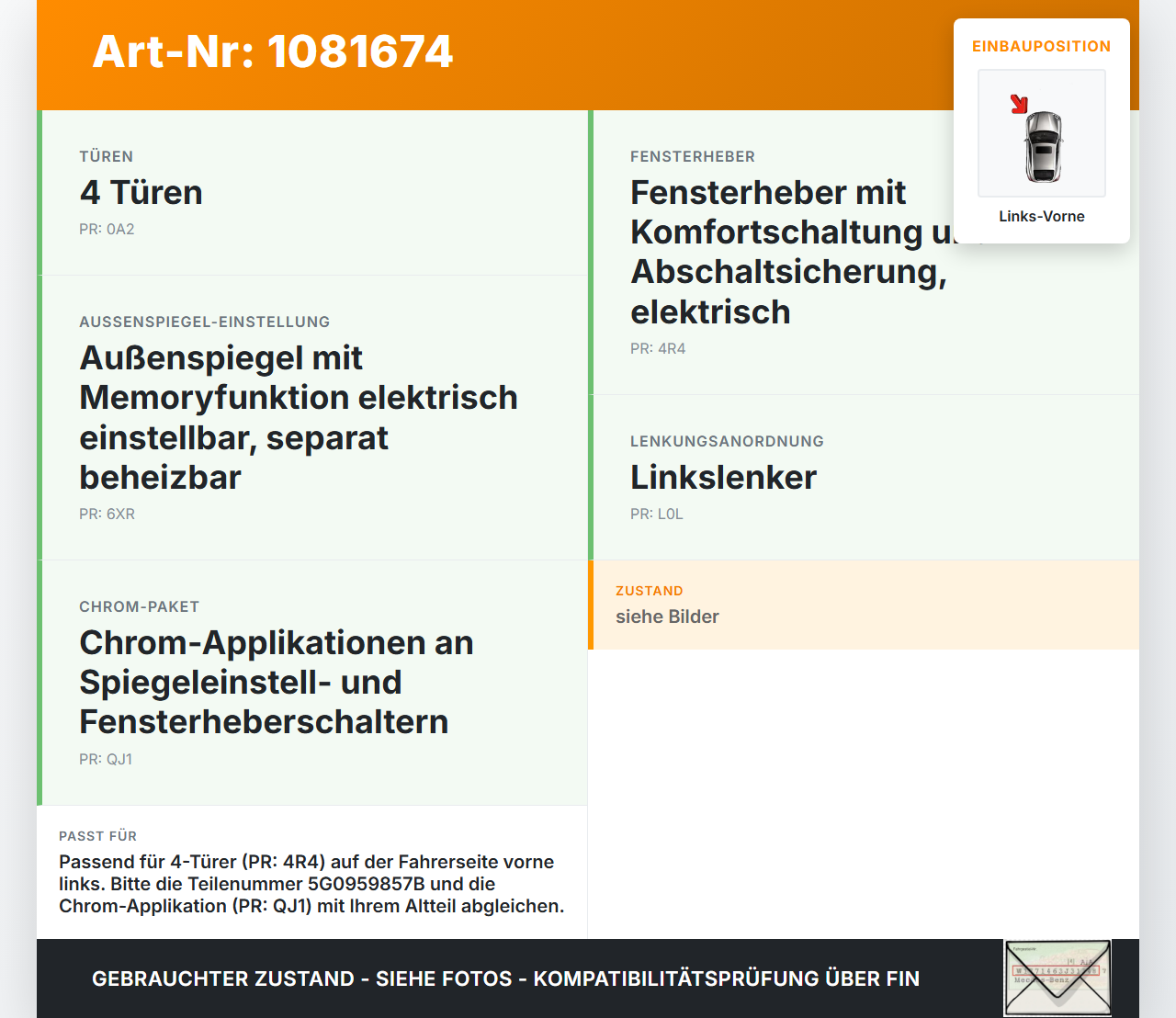VW Golf 7 VII 5G 12-17 5T Fensterheberschalter Schalter Links Vorne VW Golf 7 VII 5G 12-17 06.05.2013 5G0959857B... Vorschau 3
