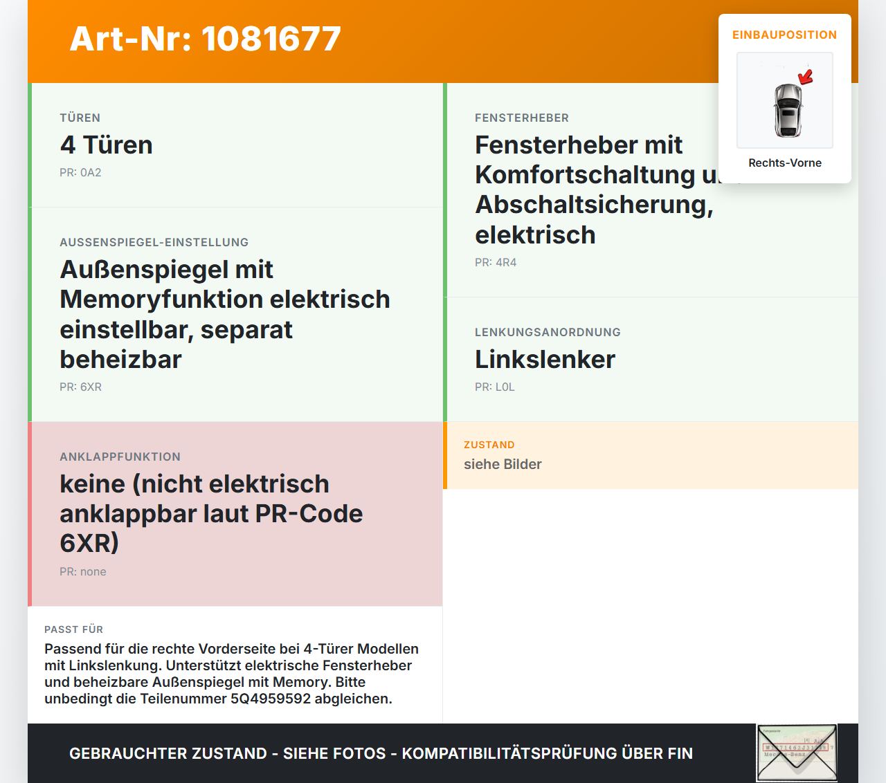 VW Golf 7 VII 5G 12-17 Steuergerät SG Türsteuergerät Rechts Vorne VW Golf 7 VII 5G 12-17 06.05.2013 5Q4959592 gebraucht Vorschau 3