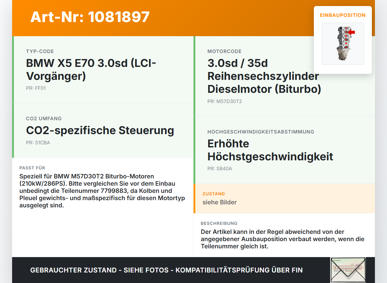 BMW X5 E70 07-10 3,0d 210KW M57D30T2 Kolben mit Pleuel Pos E BMW X5 E70 07-10 01.10.2008 7799883 11257799883... Vorschau 3