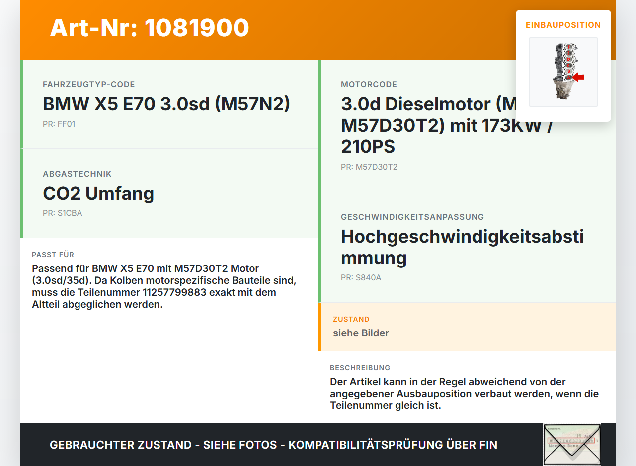 BMW X5 E70 07-10 3,0d 210KW M57D30T2 Kolben mit Pleuel Pos A BMW X5 E70 07-10 01.10.2008 7799883 11257799883... Vorschau 3
