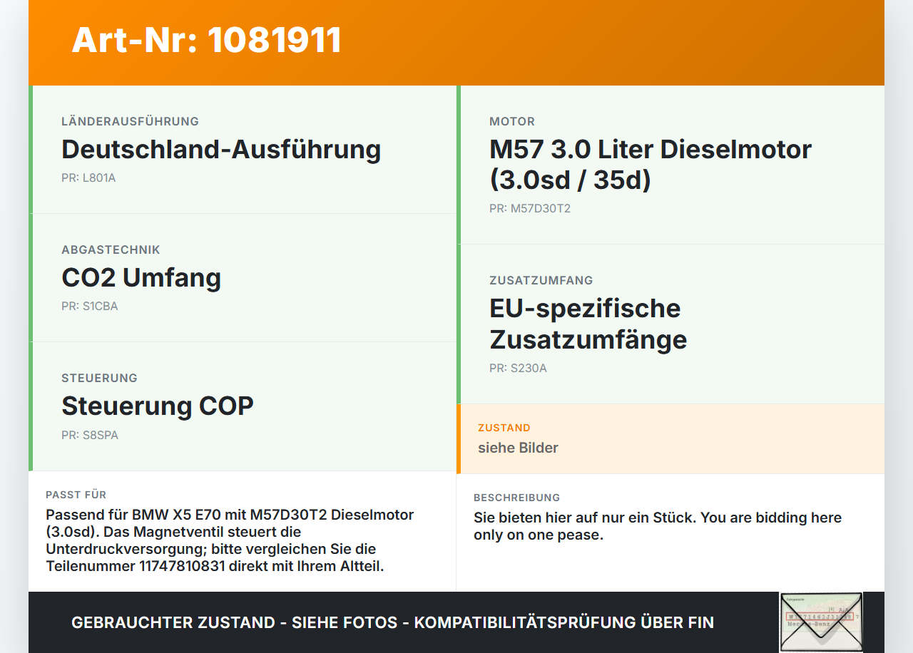 BMW X5 E70 07-10 3,0d 210KW Tankentlüftungsventil Magnetventil Regenerierventil BMW X5 E70 07-10 01.10.2008... Vorschau 3