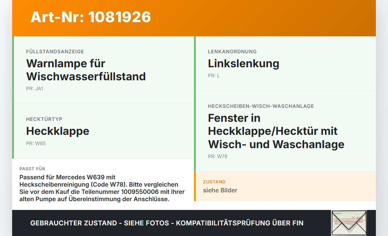 Mercedes Viano Vito W639 03-10 Waschwasserpumpe Waschpumpe für Scheibenreinigung Mercedes Viano Vito W639 03-10... Vorschau 3
