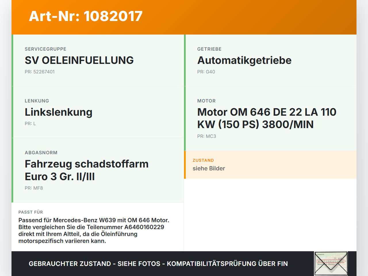 Mercedes Viano Vito W639 03-10 CDI 2,2 110KW Ölführung Ölleitung Motoröl Einfüllstutzen Schraubverschluss Mercedes... Vorschau 3