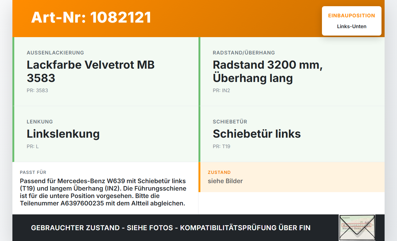Mercedes Viano Vito W639 03-10 Laufschiene Führungsschiene für Schiebetür Links Unten Mercedes Viano Vito W639... Vorschau 3
