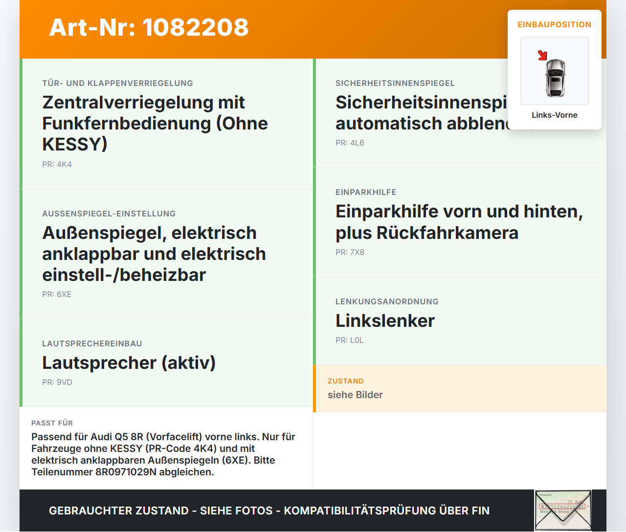 Audi Q5 8R 08-12 Kabelbaum Tür und Fensterheber Links Vorne Audi Audi Q5 8R 08-12 09.06.2009 8R0971029N 8R0971029M... Vorschau 3