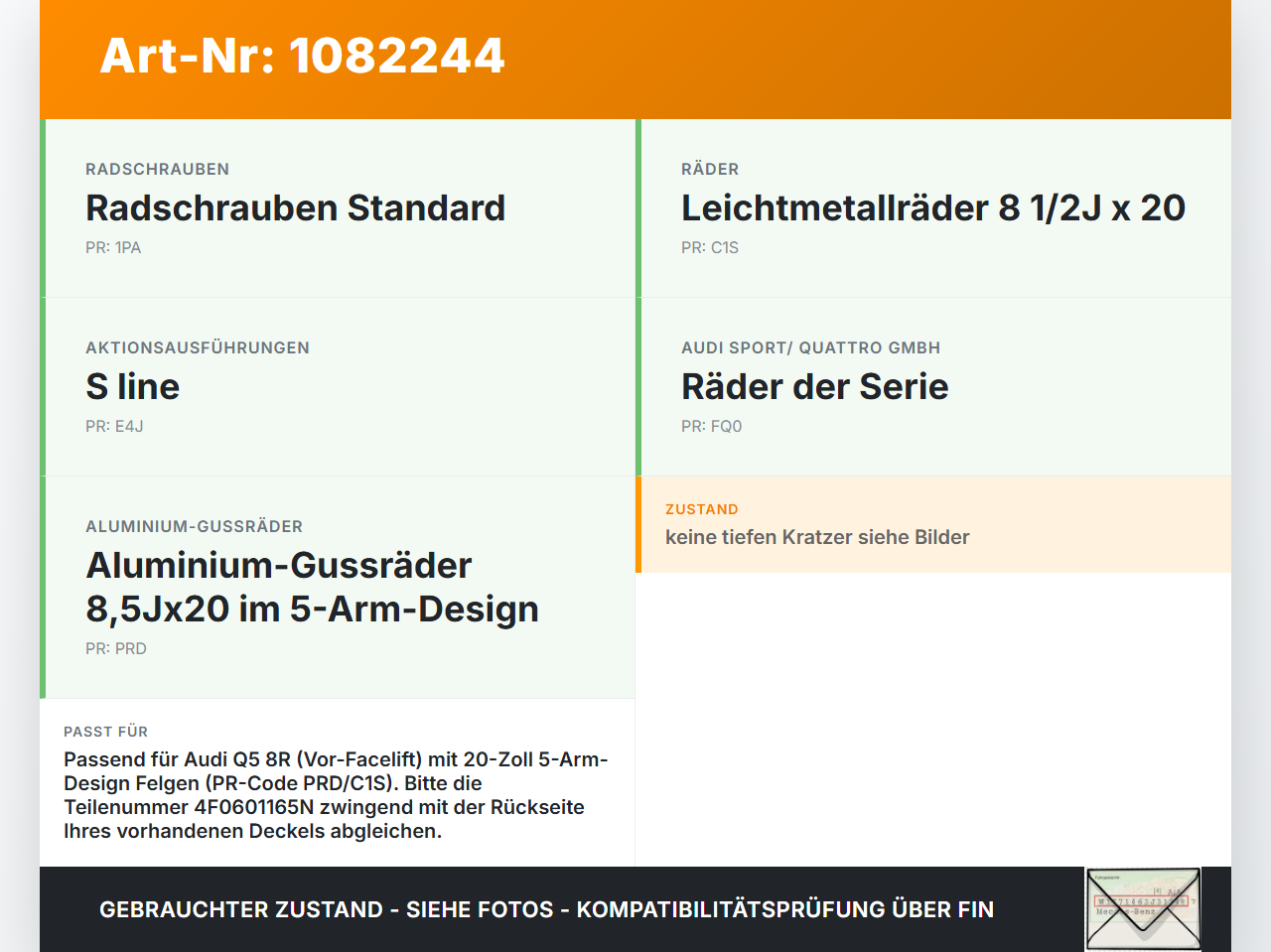 Audi Q5 8R 08-12 Radnabenabdeckung Nabenabdeckung Felgendeckel Nabenkappe Audi Audi Q5 8R 08-12 09.06.2009... Vorschau 3