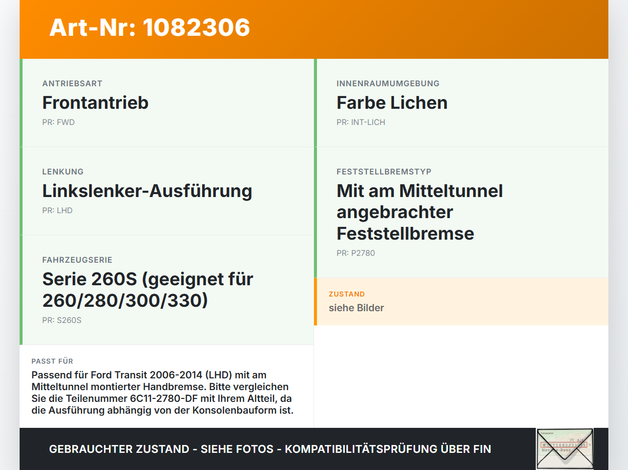 Ford Transit VI 06-13 Handbremshebel Hebel für Handbremse Bremshebel Ford Transit VI 06-13 02.01.2014 6C11-2780-DF... Vorschau 3