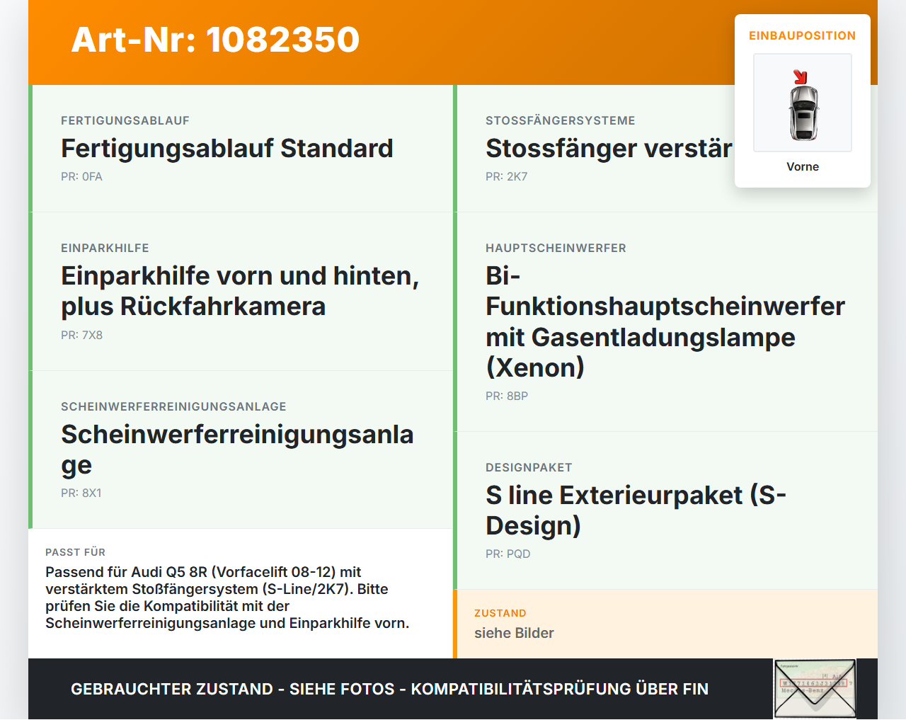 Audi Q5 8R 08-12 Träger Pralldämpfer für Stoßstange Vorne für Auffahrschutz Audi Audi Q5 8R 08-12 09.06.2009 gebraucht Vorschau 3