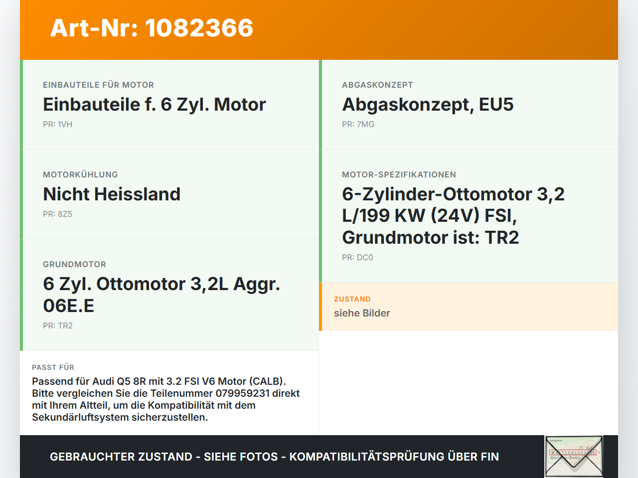 Audi Q5 8R 08-12 FSI 3,2 199KW Sekundärluftpumpe Luftpumpe Pumpe Audi Audi Q5 8R 08-12 09.06.2009 079959253... Vorschau 3