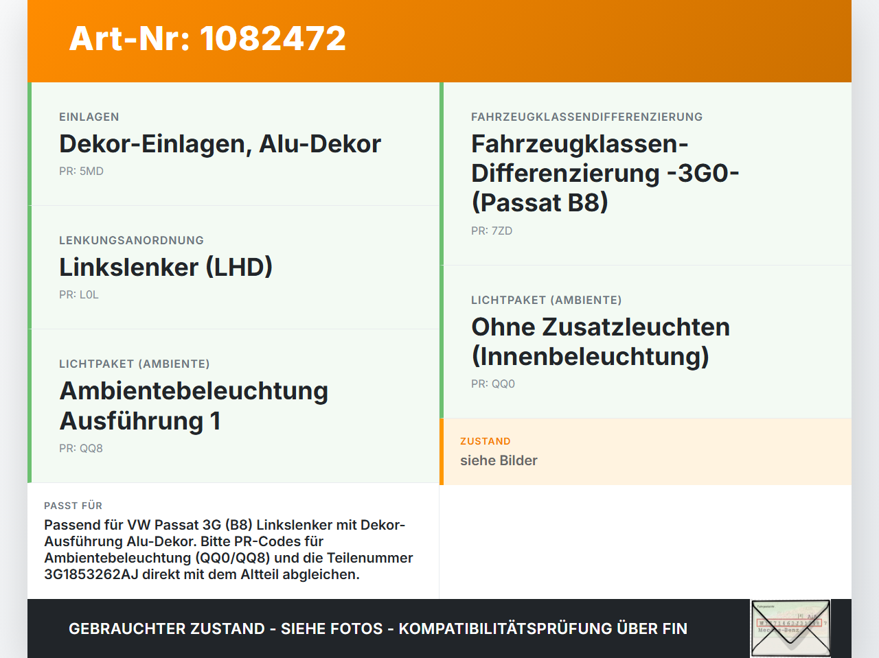 VW Passat 3G 14-19 Blende für Armaturenbrett Abdeckung Dekor Zierleiste VW Passat 3G 14-19 11.04.2016... Vorschau 3