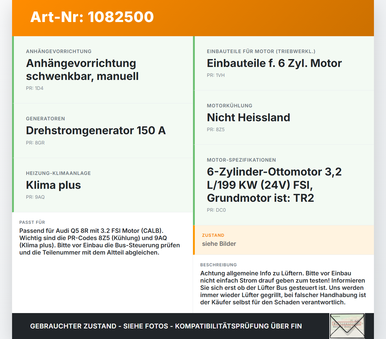 Audi Q5 8R 08-12 FSI 3,2 199KW Kühlerlüfter Doppellüfter Lüfter Ventilator Kühlerzarge Audi Audi Q5 8R 08-12... Vorschau 3