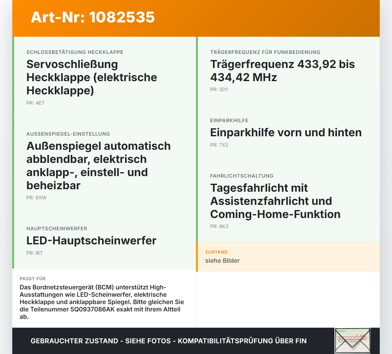 VW Passat 3G 14-19 Steuergerät ECU SG Bordnetzsteuergerät BCM Body Control MQB VW Passat 3G 14-19 11.04.2016... Vorschau 3