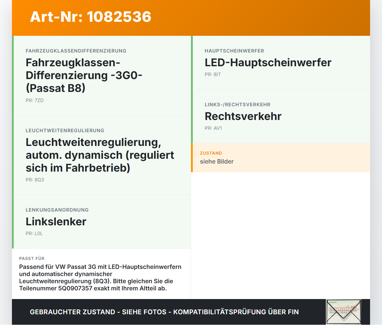 VW Passat 3G 14-19 LWR Steuergerät Leuchtweitenregulierung Modul VW Passat 3G 14-19 11.04.2016 5Q0907357... Vorschau 3