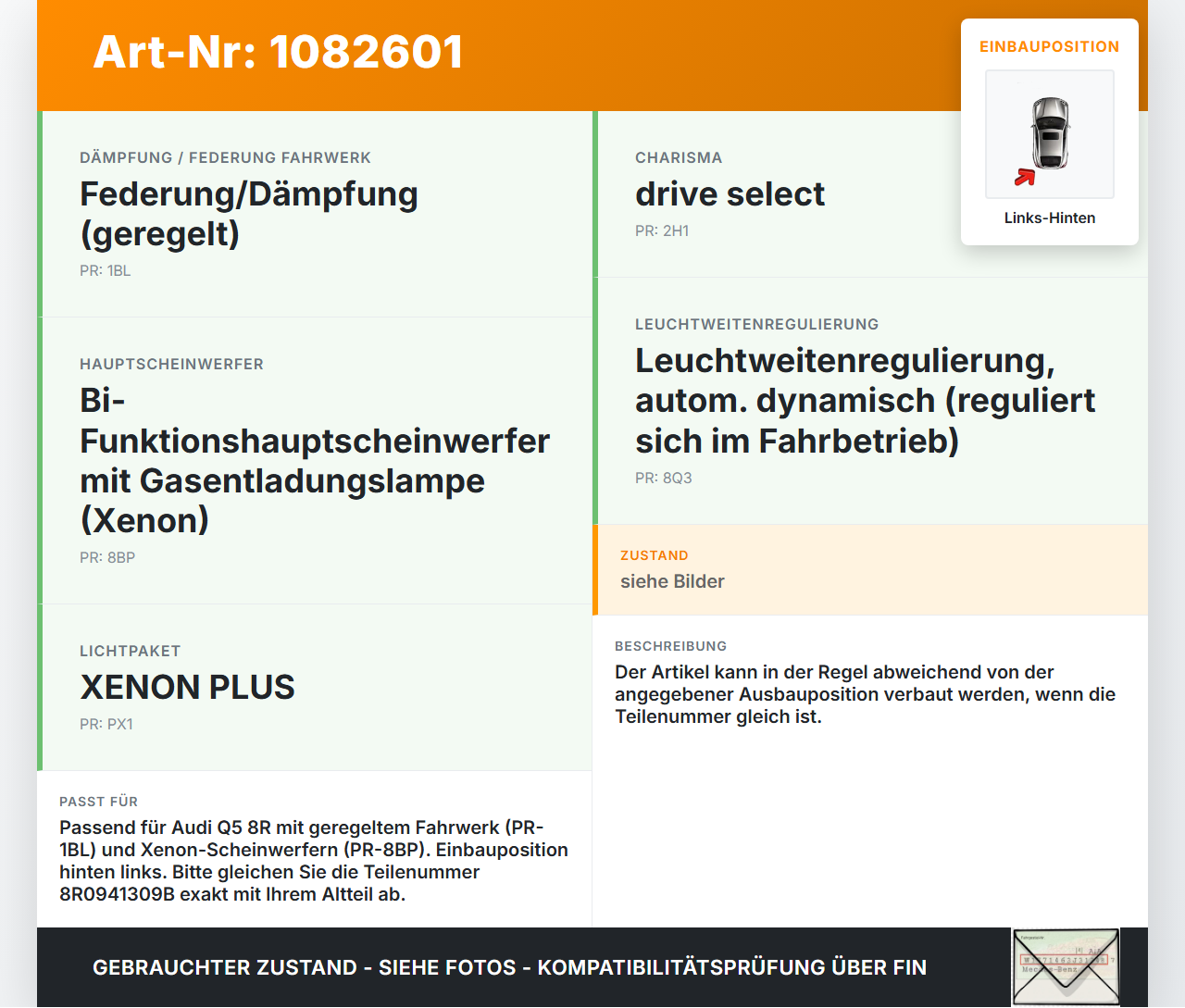 Audi Q5 8R 08-12 Niveausensor Xenon LWR Sensor Höhenstandssensor Links Hinten Audi Audi Q5 8R 08-12 09.06.2009... Vorschau 3