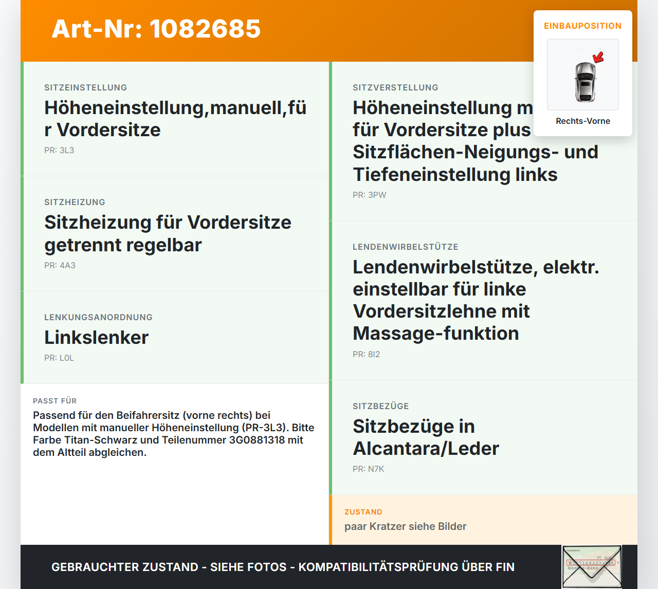 VW Passat 3G 14-19 Kombi Abdeckung Blende für Sitz Beifahrersitz Rechts Vorne VW Passat 3G 14-19 11.04.2016... Vorschau 3