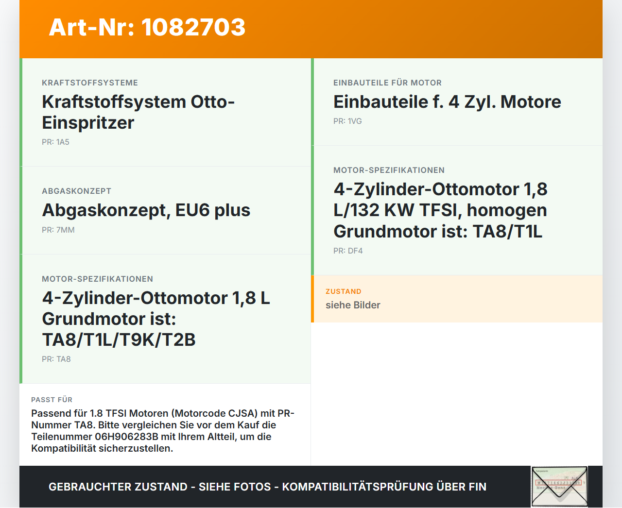 VW Passat 3G 14-19 TFSI 1,8 131KW Magnetventil VW Passat 3G 14-19 11.04.2016 06H906283B 7.03280.00 gebraucht Vorschau 3