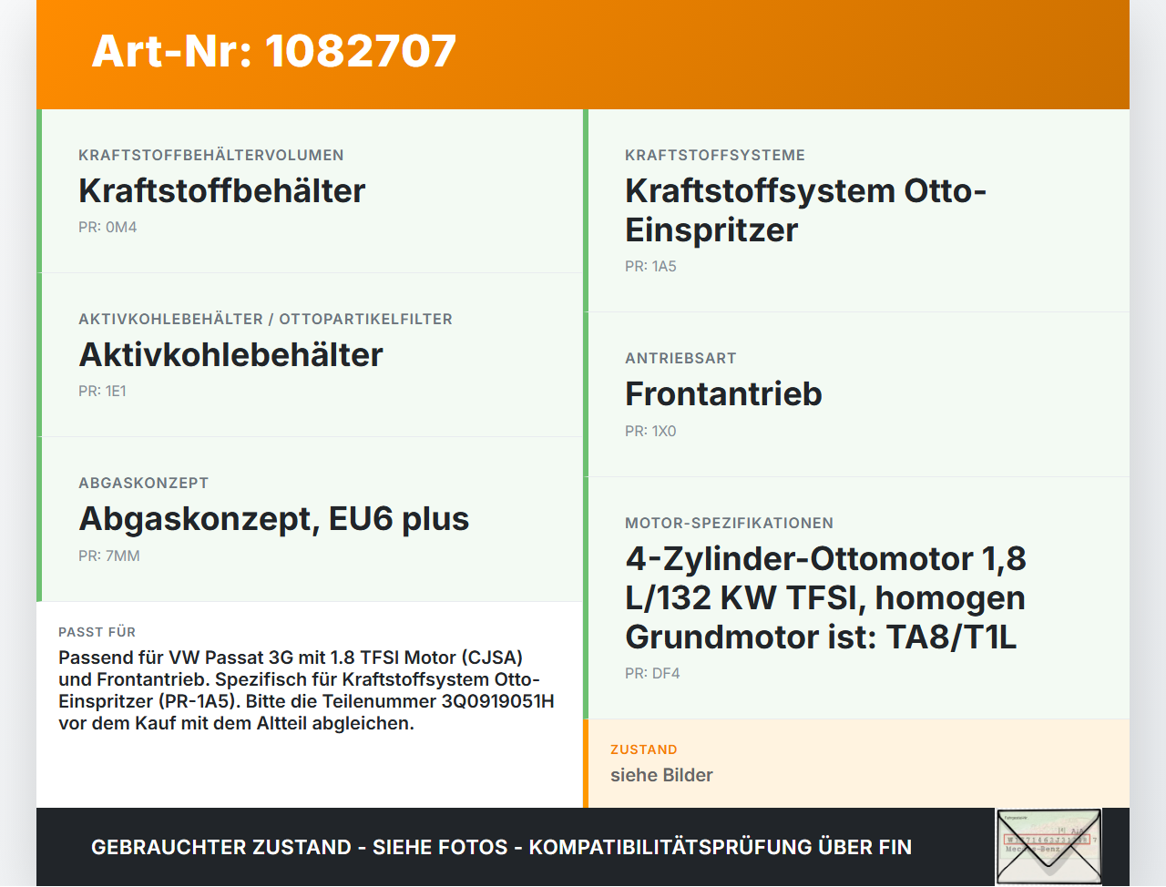 VW Passat 3G 14-19 TFSI 1,8 131KW Kraftstoffpumpe Kraftstoff Förderpumpe Tankgeber VW Passat 3G 14-19 11.04.2016... Vorschau 3