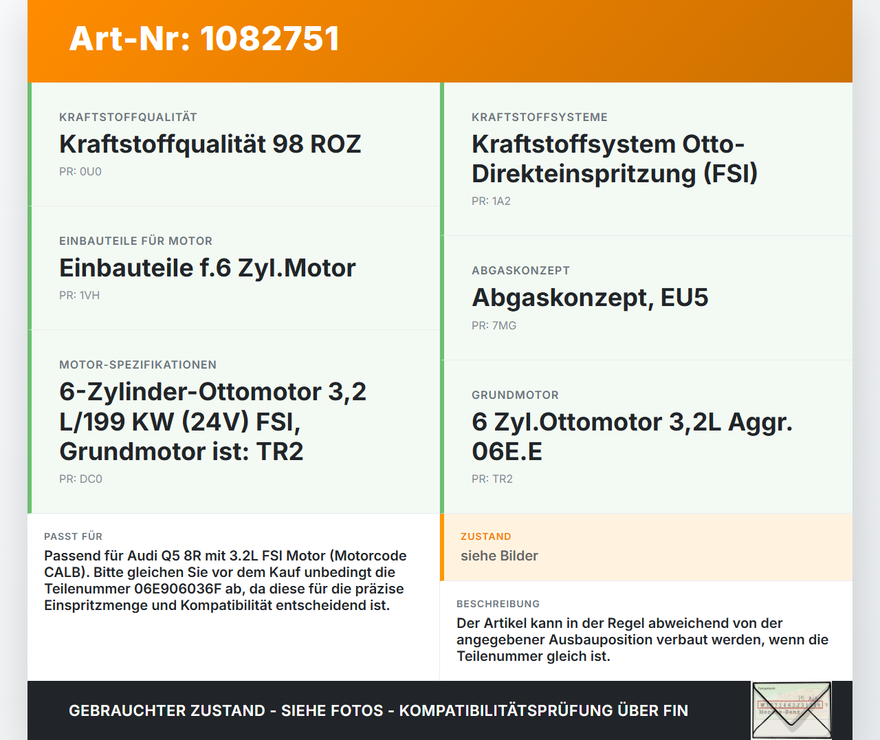 Audi Q5 8R 08-12 FSI 3,2 199KW Einspritzdüse Einspritzventil Zyl.4 Audi Audi Q5 8R 08-12 09.06.2009 06E906036F... Vorschau 3