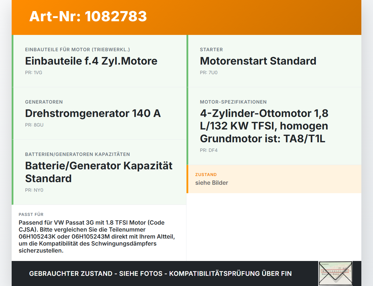 VW Passat 3G 14-19 TFSI 1,8 131KW CJSA Riemenscheibe VW Passat 3G 14-19 11.04.2016 06H105243K 06H105243M gebraucht Vorschau 3