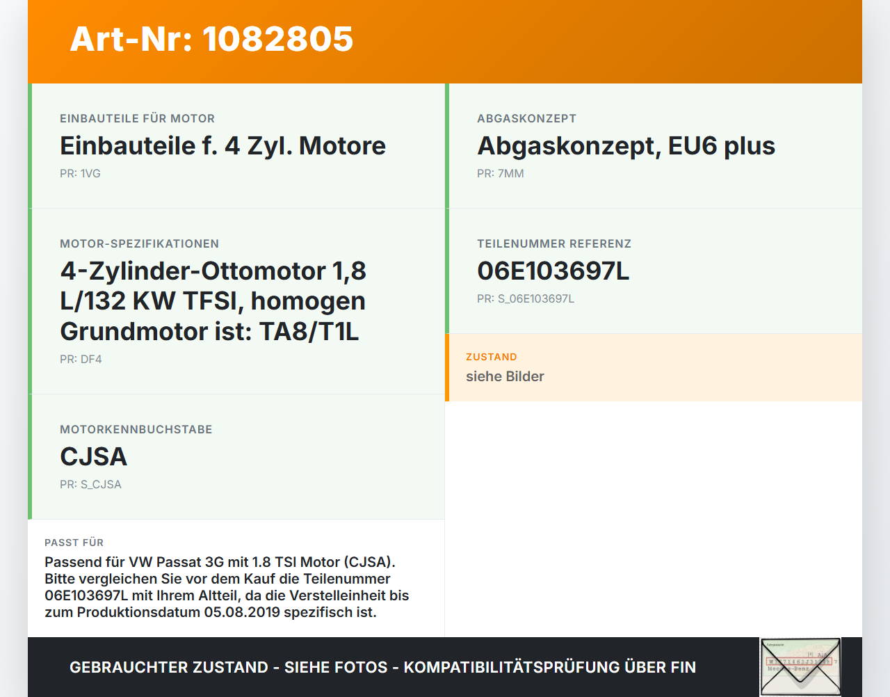 VW Passat 3G 14-19 TFSI 1,8 131KW CJSA Magnetventil Öl Nockenwellenverstellung Verstellung für Nockenwelle VW... Vorschau 3