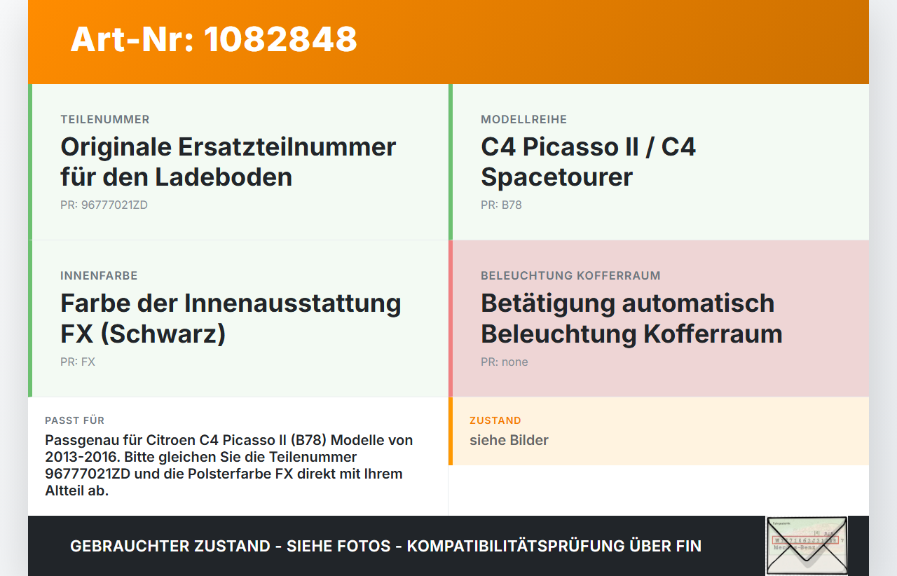 Citroen C4 Picasso II 13-16 Kofferraummatte Kofferraumboden Einlegeboden Ladeboden Matte Citroen C4 Picasso II... Vorschau 3