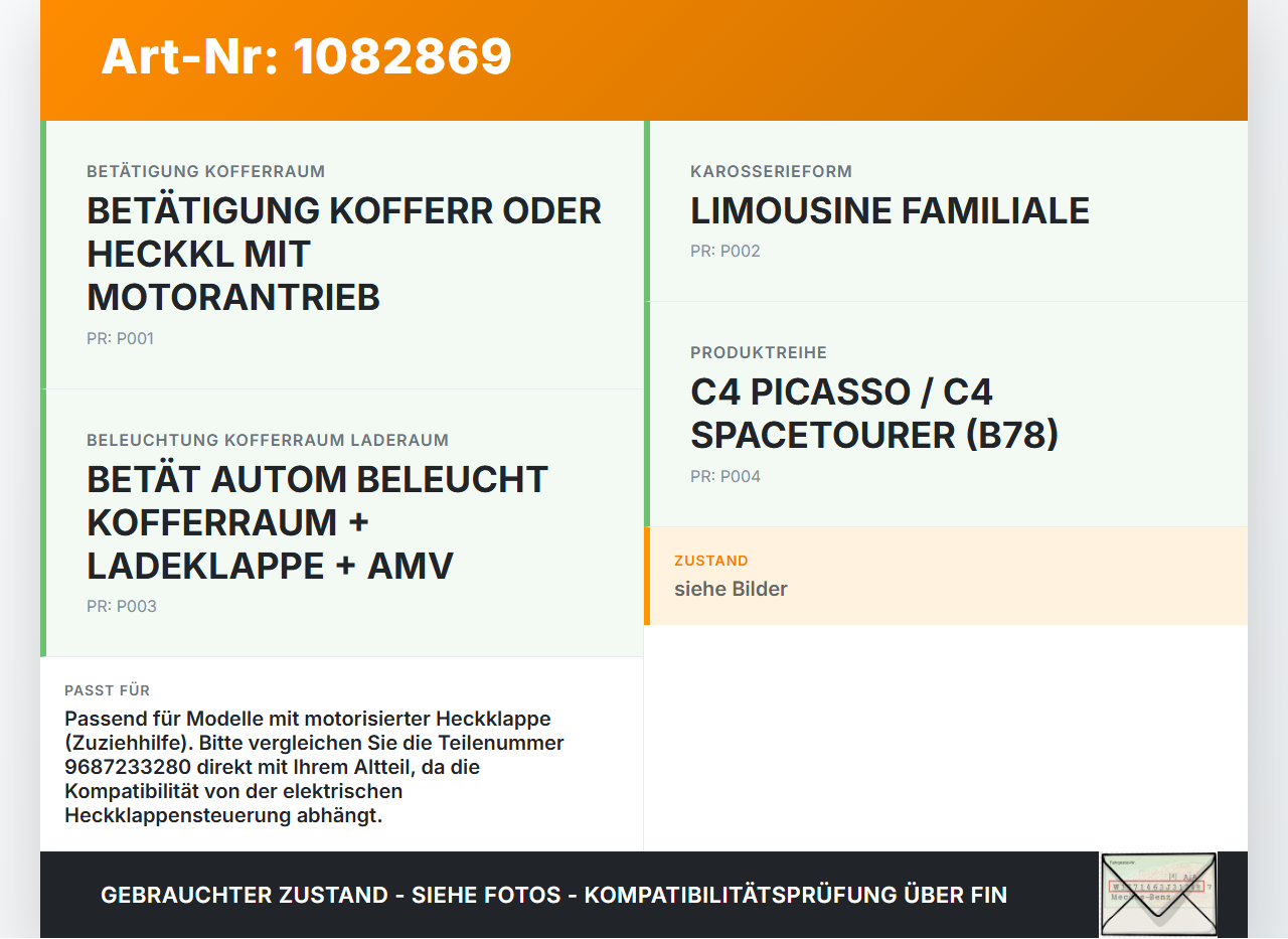 Citroen C4 Picasso II 13-16 Antrieb Zuziehhilfe Stellmotor für Heckklappe Citroen C4 Picasso II 13-16 24.09.2013... Vorschau 3