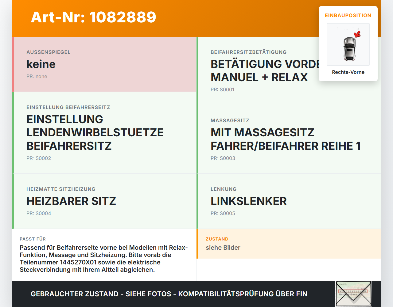 Citroen C4 Picasso II 13-16 Stellmotor Antrieb für Sitz Verstellung Sitzverstellung Motor Rechts Vorne Citroen C4... Vorschau 3